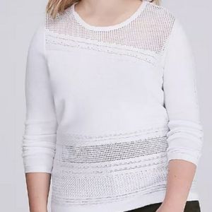 LANE BRYANT WHITE PERFORATED MESH BLOUSE SWEATER